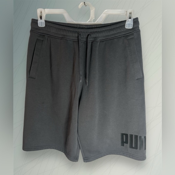 Men’s Dark Gray Puma Logo Athletic Shorts Sz Med - Picture 2 of 9